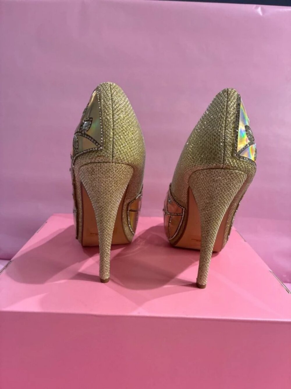Gold Rhinestone Heels - Picture 2 of 4